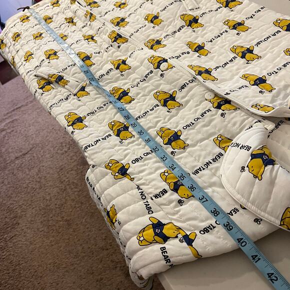 Vintage Fair Lady Quilted White Winnie The Pooh Button Trench Coat Size Small - Picture 10 of 15